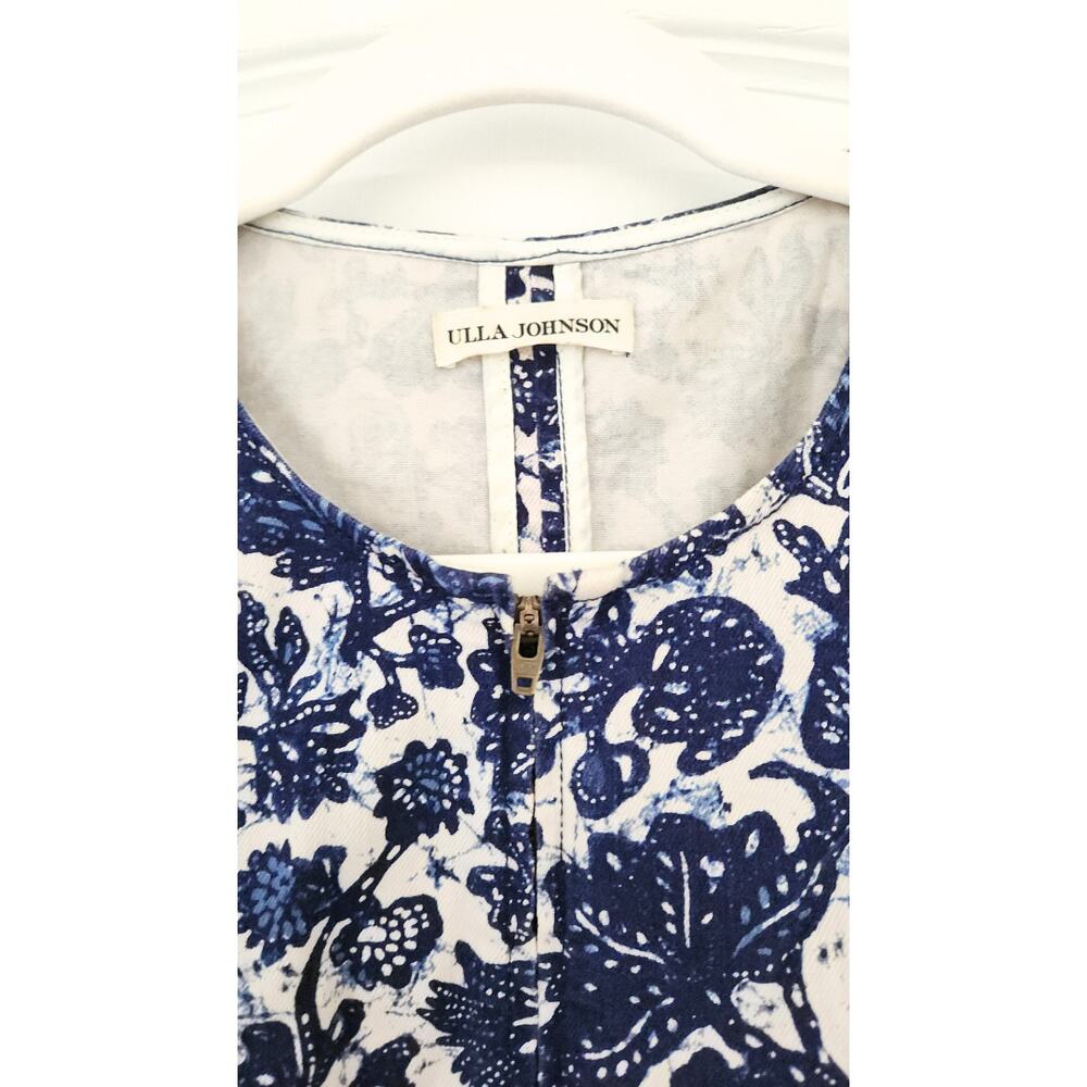 Ulla Johnson Dress Mini Western Wren Denim Puff Long Sleeve Blue Floral US 8 - Picture 14 of 15